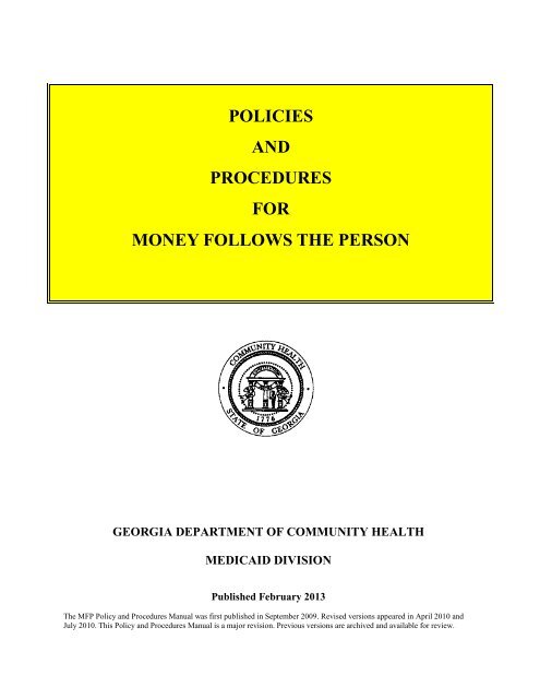 Policies and procedures for money follows the - Georgia Department ...