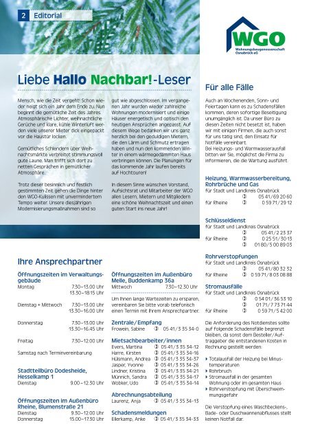 Hallo Nachbar 3/2013 - Wohnungsbaugenossenschaft Osnabrück eG