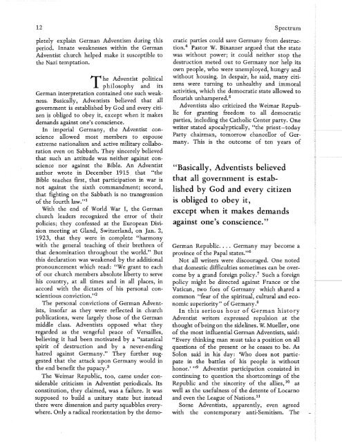 Seventh-day Adventist Publications and The Nazi Temptation