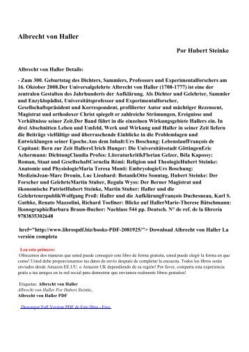 Albrecht von Haller pdf ebooks por libre Hubert Steinke descarga