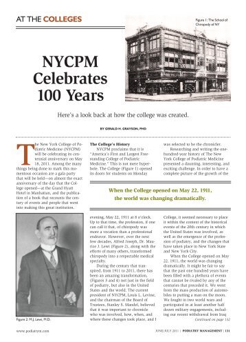 NYCPM Celebrates One Hundred Years - New York College of ...