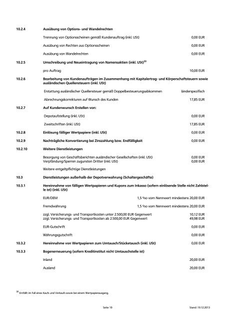 Preis- und Leistungsverzeichnis - Volksbank Dorsten eG