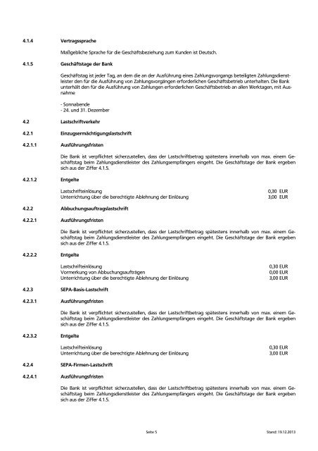 Preis- und Leistungsverzeichnis - Volksbank Dorsten eG