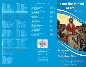 Schedule for Daily Quiet Time 2013 - Coptic Orthodox Diocese of ...