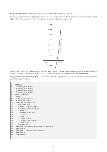 valeur approchée d'une solution de l'équation f(x) - Maths-france.fr