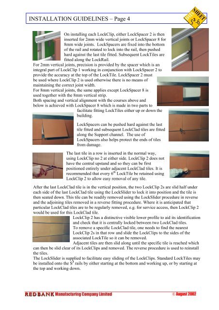 Lockclad INSTALLATION GUIDELINES