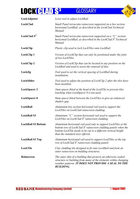 Lockclad GLOSSARYS 3 -2LockAdjuste