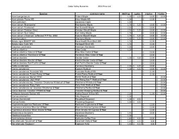 to view our Tree Liner price list - Cedar Valley Nurseries