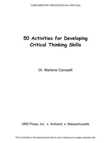 50 activities for developing critical thinking skills