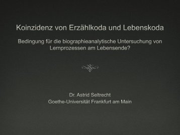 Koinzidenz von Erzählkoda und Lebenskoda - Biographie ...