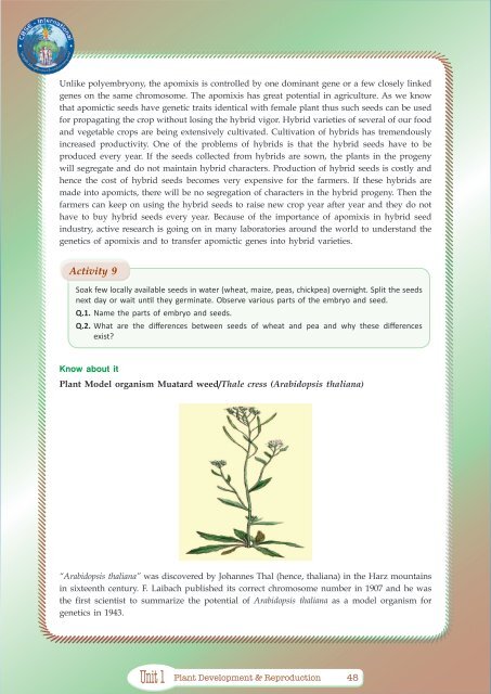 PLANT DEVELOPMENT & REPRODUCTION - CBSE International