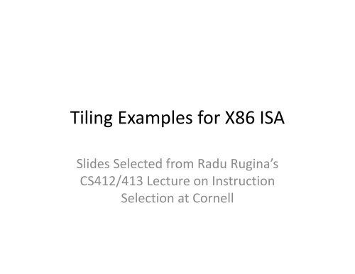 Tiling Examples for X86 ISA