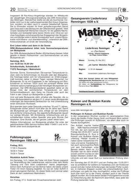 Ausgabe Nr. 20 vom 19.05.2011 - Stadt Renningen