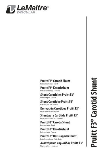 Pruitt F3® Karotisshunt - LeMaitre Vascular eIFU Website