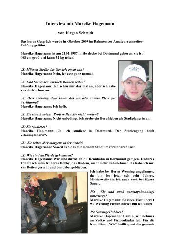 Interview mit Mareike Hagemann - Jockeys in Deutschland