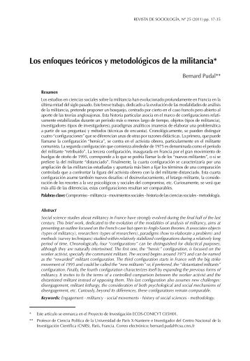 Los enfoques teóricos y metodológicos de la militancia - Facultad de ...