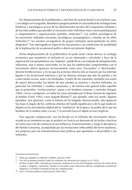 Los enfoques teóricos y metodológicos de la militancia - Facultad de ...