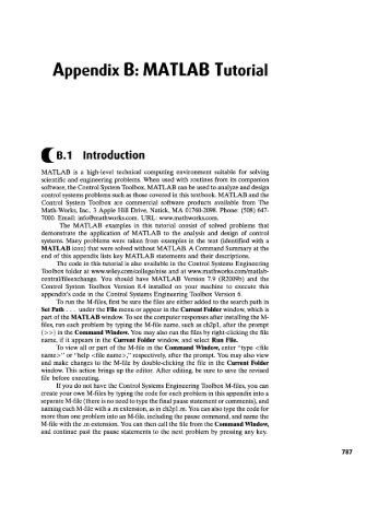 Appendix B: MATLAB Tutorial - Aerostudents