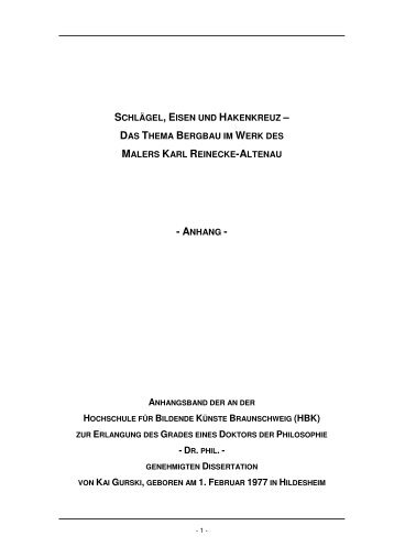 das thema bergbau im werk des malers karl reinecke-altenau ...