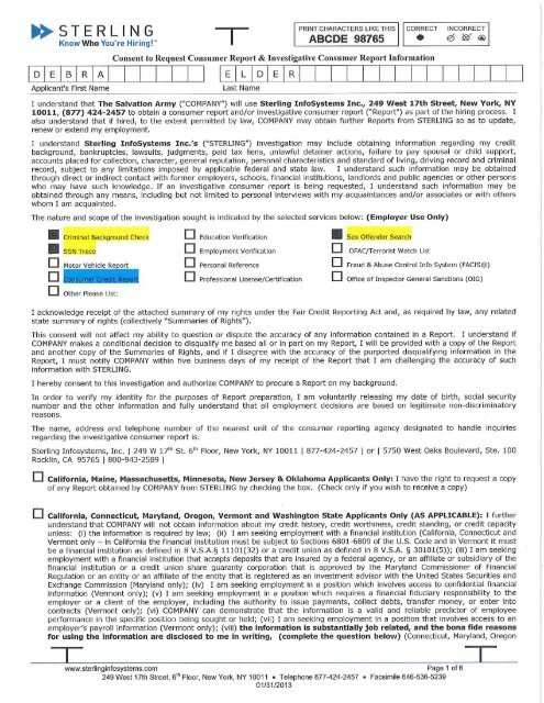 SAMPLE COMPLETED Standard Background Check Consent Form ...