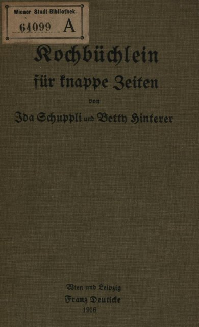 Kochbüchlein für knappe Zeiten von 1918 - sicherheit-statt-krise.de