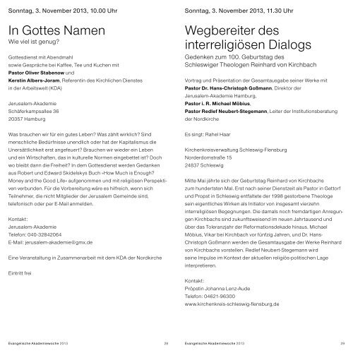 Akademiewoche - Programm 2013 - Nordkirche