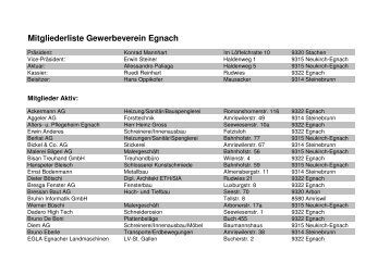 Mitgliederliste Gewerbeverein Egnach - in der Gemeinde Egnach