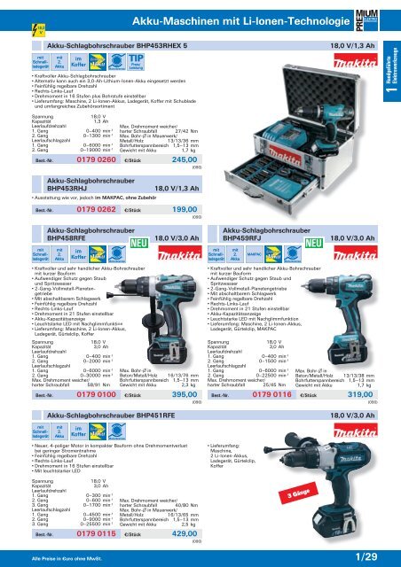 PREMIUM Elektrowerkzeuge 2013/2014 - EW NEU GmbH Worms ...