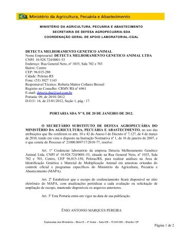 escopo do detecta melhoramento genético animal - Ministério da ...