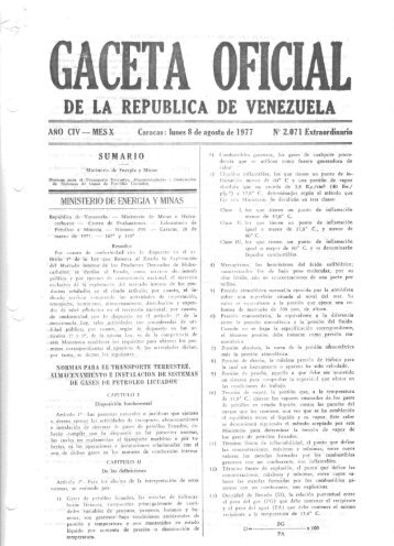 Resolución Nº 290 del 28.03.1977, publicada en Gaceta Oficial ...