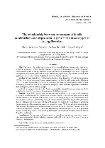 The relationship between assessment of family relationships and ...