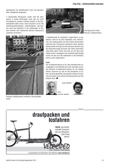 Velinfo 5/2011 - Pro Velo Unterwalden