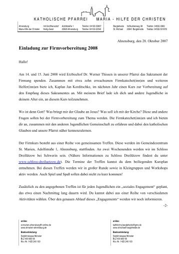 Einladung zur Firmvorbereitung 2008 - Katholische Kirche St ...