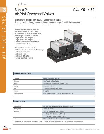 View Series 9 Air-Pilot Operated Valves PDF catalog - Camozzi