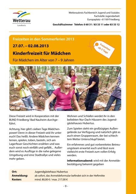 Ferienprogramm 2013 (pdf , 2987 KB) - Der Wetteraukreis