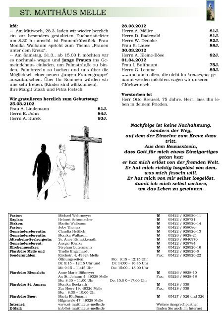 25. März Internet - St. Matthäus Melle