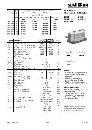 SEMIPACK® 3 Thyristor / Diode Modules SKKT 210 SKKH 210 ...