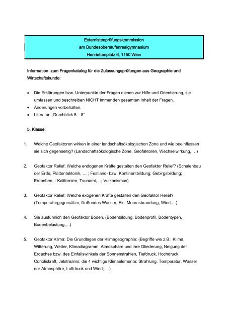 Fragenkatalog - Henriettenplatz