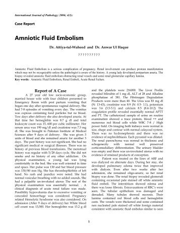 Amniotic Fluid Embolism - International Journal of Pathology-IJP