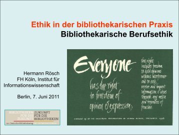 Ethik in der bibliothekarischen Praxis ... - OPUS Bayern