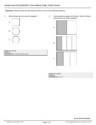 Common Core-First Grade Math » Form A (Master Copy) » Teacher ...