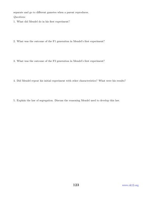 Chapter 6 Gregor Mendel and Genetics Worksheets