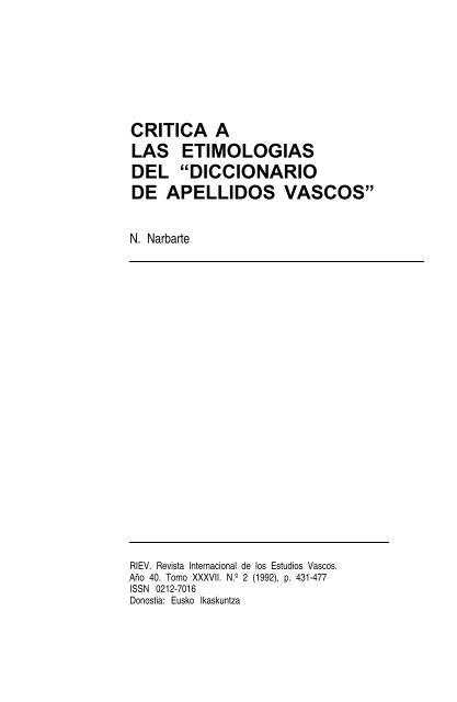 Diccionario de apellidos vascos