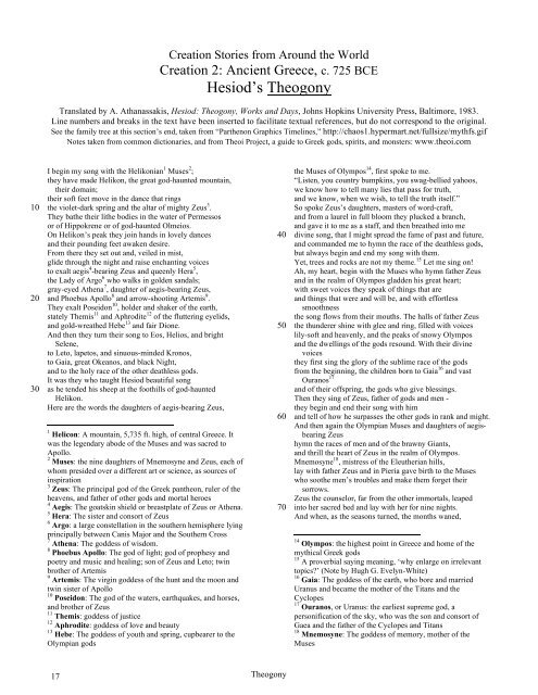 Hesiod's Theogony