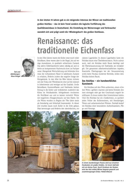 Renaissance: das traditionelle Eichenfass - Weinlabor Briegel