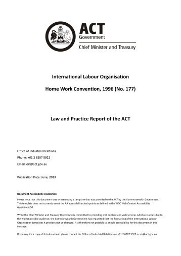 International Labour Organisation Home Work Convention, 1996 ...