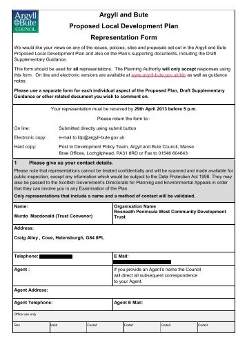 Argyll and Bute Proposed Local Development Plan Representation ...