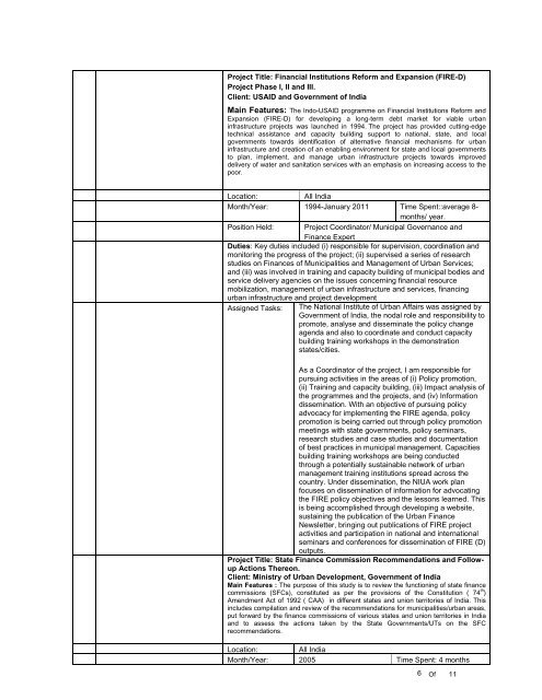 Detailed CV - National Institute of Urban Affairs