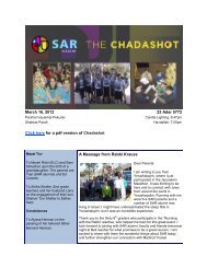 March 16, 2012 22 Adar 5772 Click here for a pdf ... - SAR Academy