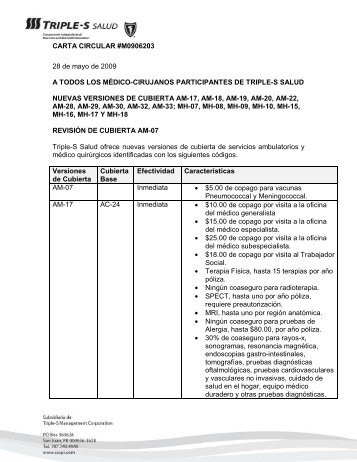 carta circular - Cartas Circulares – Triple-S Salud